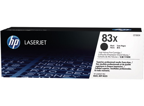 HP 83X High Yield Black Original LaserJet Toner Cartridge, CF283X